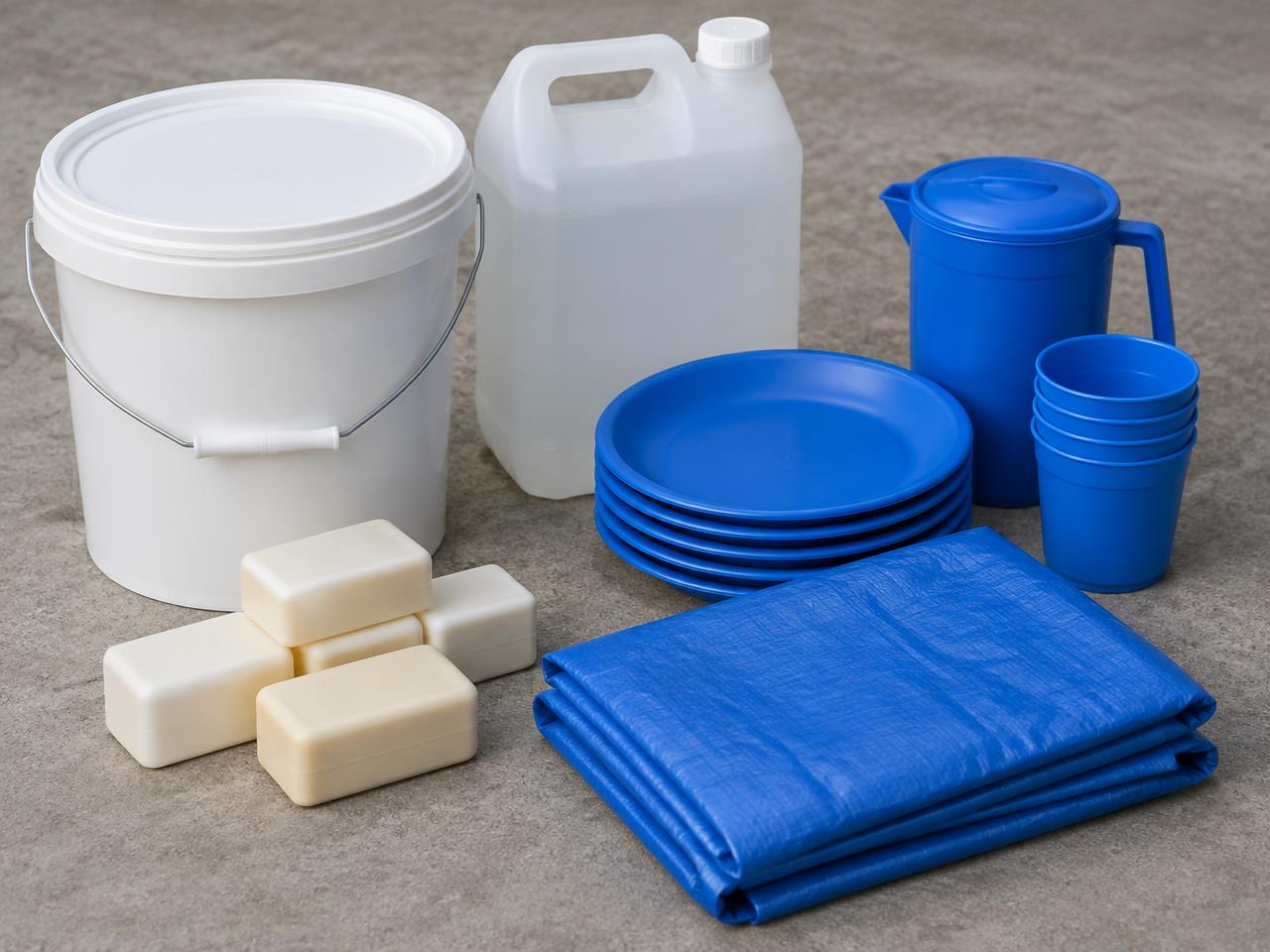 Non-food relief items including buckets, jerrycans and plastic ware
